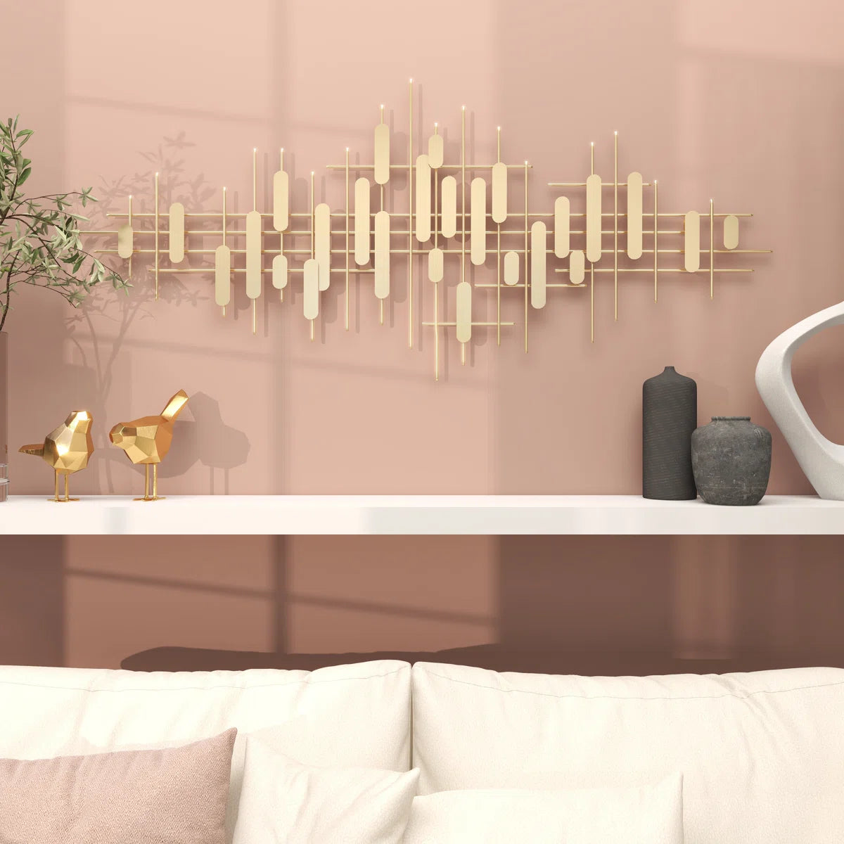 Metal Geometric Layered Geometric Home Wall Decor