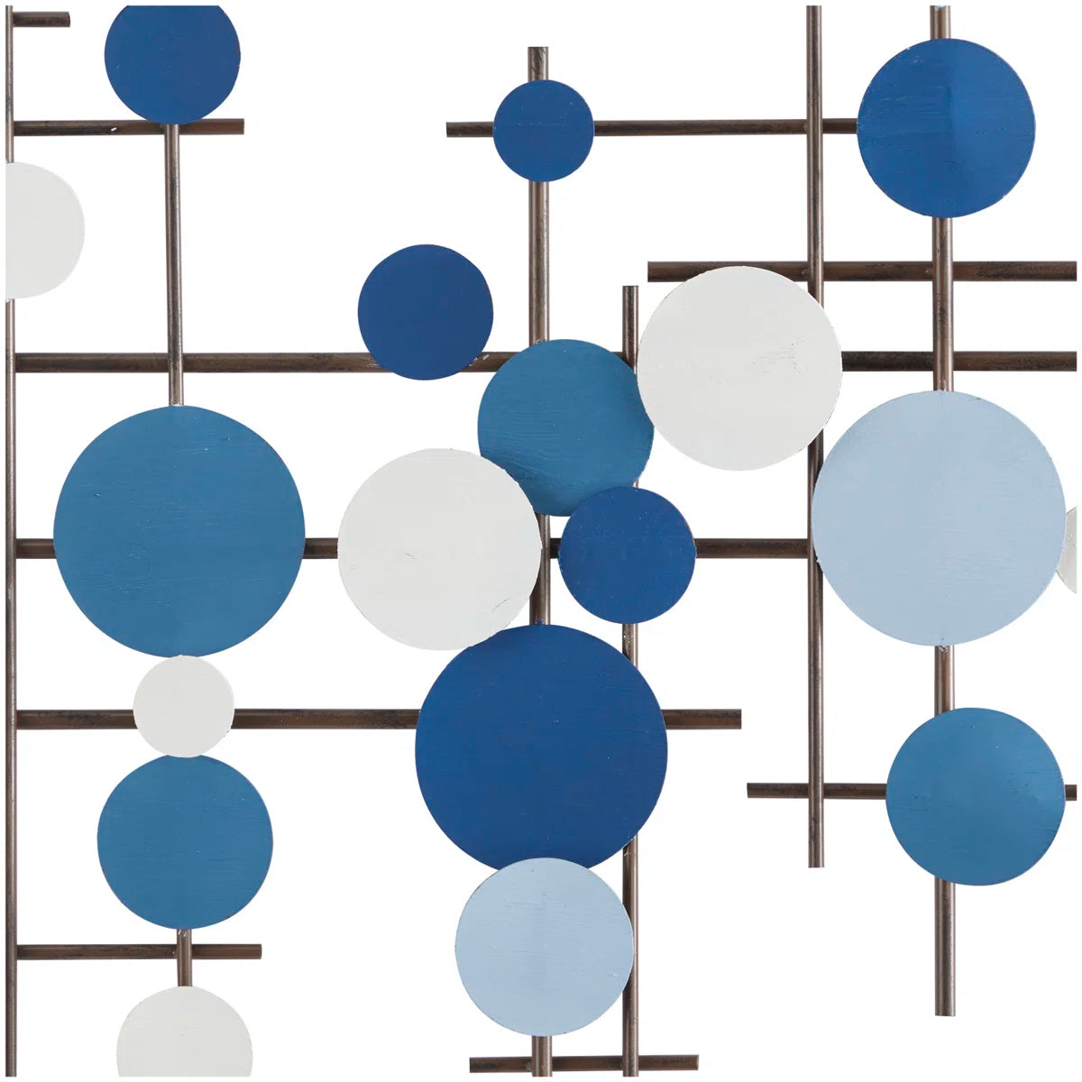 Blue Metal Geometric Overlapping Circle Home Wall Decor, 39" x 1" x 23"